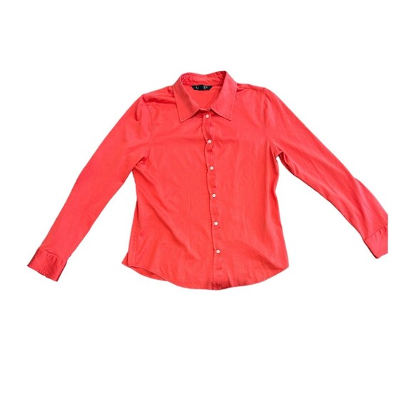 Ralph Lauren Cotton Pink Button Up Blouse Large Preppy Dress Shirt - Picture 1 of 4
